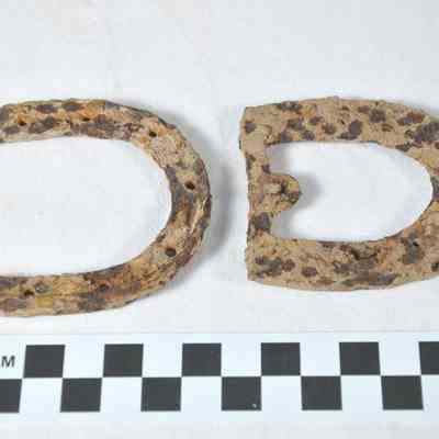 Heel plates from soldiers' shoes