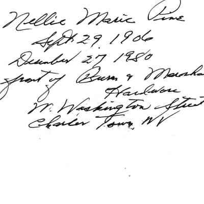 Back of photo of Burns and Marshall Hardware