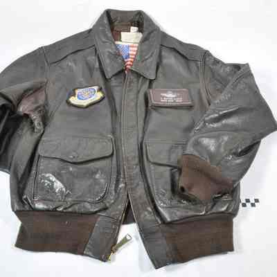 Leather A-2 Air Force jacket with zip front
