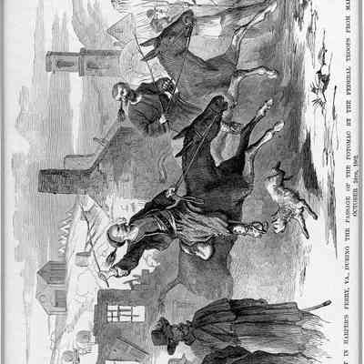 A street in Harper's Ferry, VA., during the passage of the Potomac by the Federal troops from Maryland, October 24th, 1862