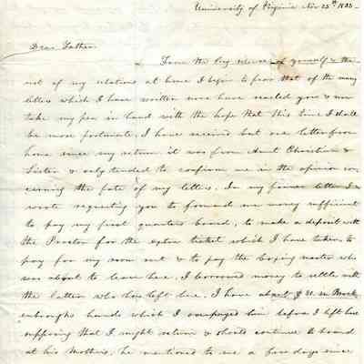 letter from Thomas Washington to Bushrod Corbin Washington ~ page 1