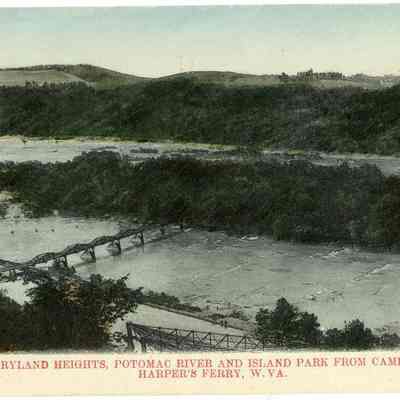 Maryland Heights, Potomac River and Island Park from Camp Hill. Harper's Ferry, W. VA.