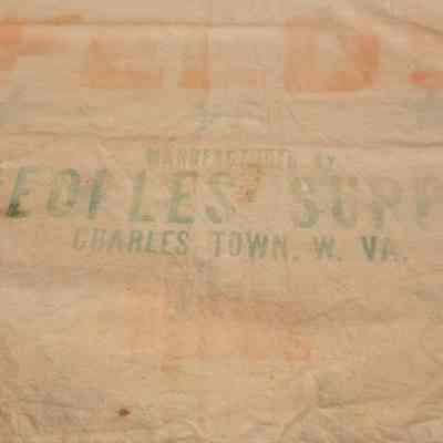 Canvas feed sack from Peoples Supply in Charles Town, West Virginia