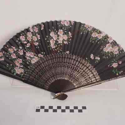 Black silk fan