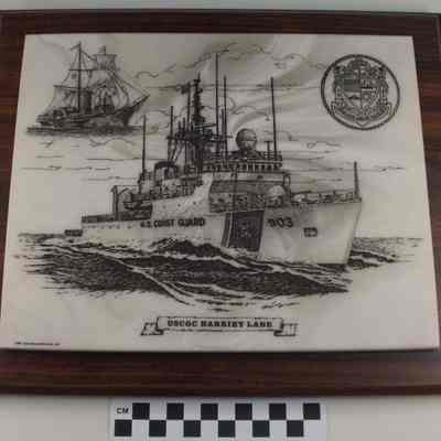Commemorative plaque depicting the U.S. Coast Guard Cutter Harriet Lane