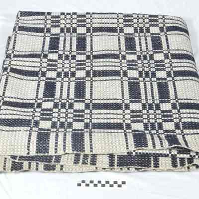 Indigo and white cotton coverlet