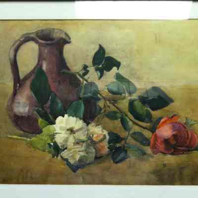 Still life with jug and flowers