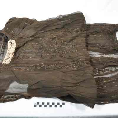 Brown chiffon beaded dress
