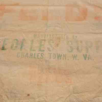 Canvas feed sack from Peoples Supply in Charles Town, West Virginia