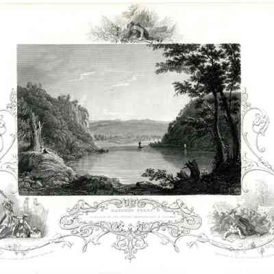 Harpers Ferry. Junction of the Rivers Potomac and Shenandoah. Pocahontas Interceding for the Life of Captain Smith, 1601. Massacre of the Settlers by the Indians, 1622