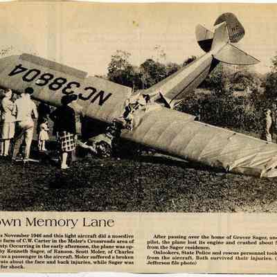 Aircraft landed at C. W. Carter's farm near Moler's Crossroads, 1946
