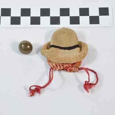 Button in a crocheted bag