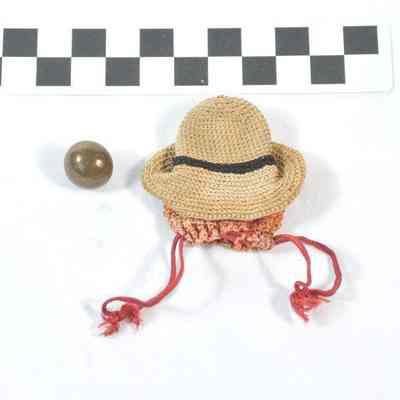 Button in a crocheted bag