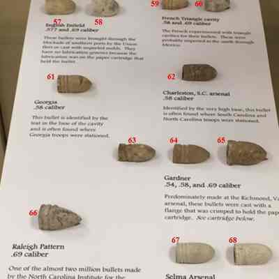 Bullets on display on Confederate panel, Case 22