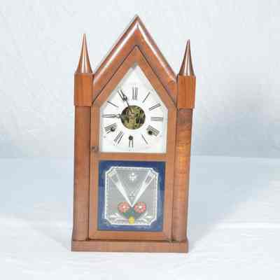 Walnut steeple style mantle clock