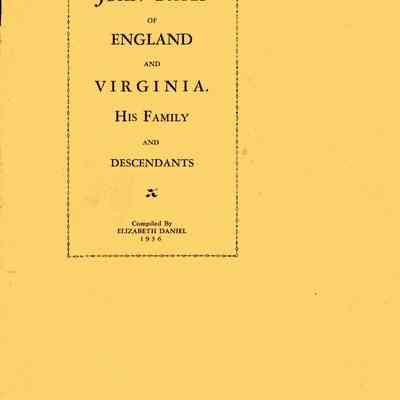 John Yates of England and Virginia. His Family and Descendants