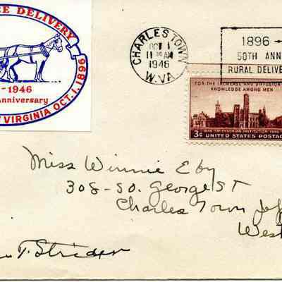 RFD cachet cover cancelled in Charles Town in 1946