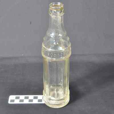 Clear glass beverage bottle