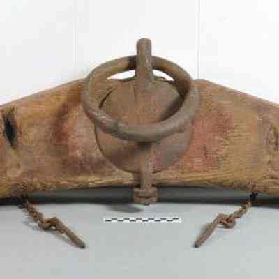 Heavy wood and iron ox yoke for two oxen