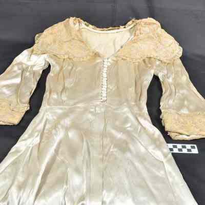Cream colored satin and lace peignoir