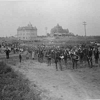 Fire companies forming for a parade
