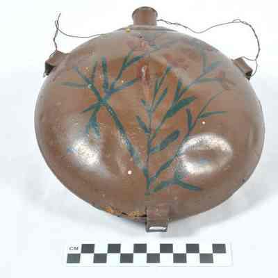 Painted metal Civil War canteen