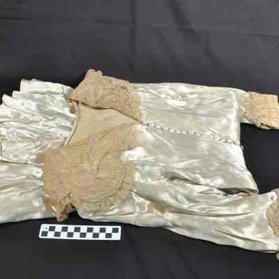 Cream colored satin and lace peignoir