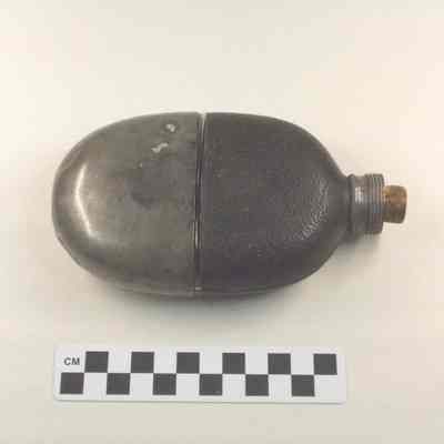 Glass flask with leather cover