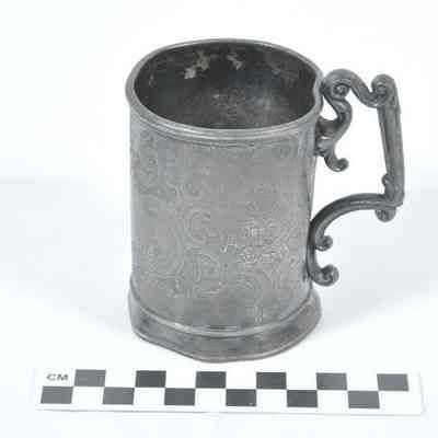 Pewter baby cup dated 1872