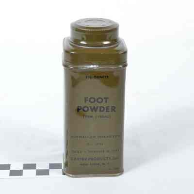 Tin can containing foot powder