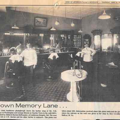 O. B. Golliday's Barber Shop, Charles Town, circa 1925