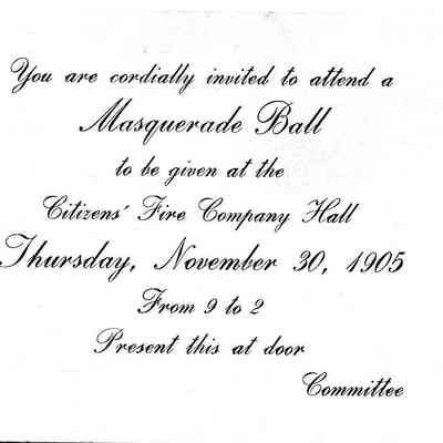 Invitation to Citizen's Fire Company ball