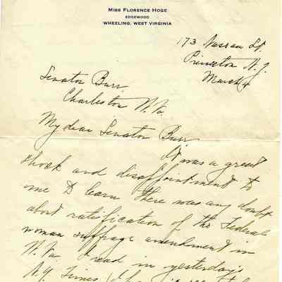 page 1 of March 4, 1920 letter from Florence Hoge
