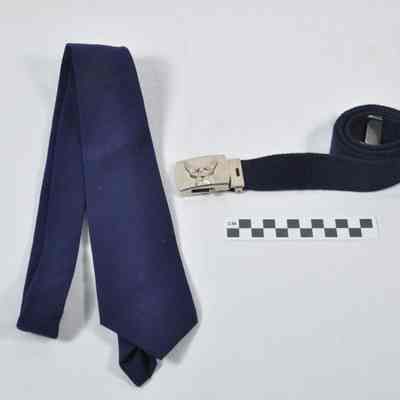 U. S. Air Force class A, dress blue uniform belt and tie
