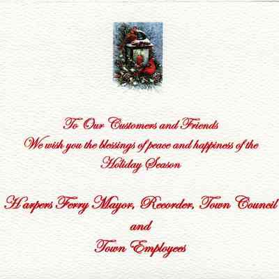 Harpers Ferry Christmas card, inside