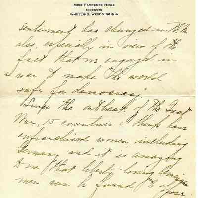 page 3 of letter from Florence Hoge