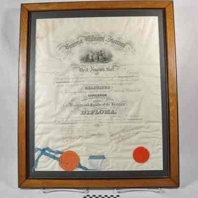 Diploma from the Virginia Military Institute, 1861