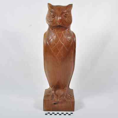 Wood carving of owl