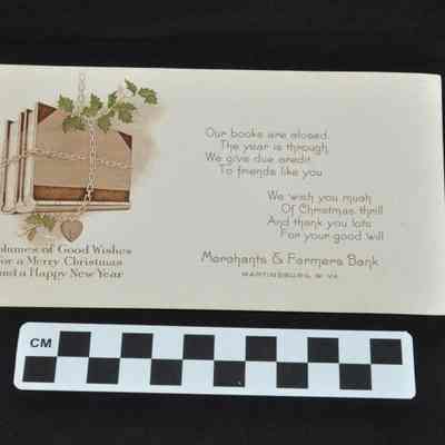 Advertising card from Merchants and Farmers Bank