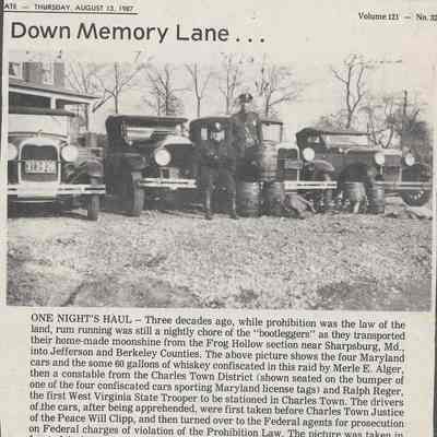 Whisky and cars confiscated from bootleggers, 1930s (IMG3908020)