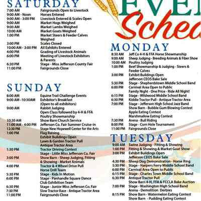 Event Schedule ~ 2017 Jefferson County Fair Brochure