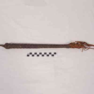 Short, braided-leather wrapped riding crop