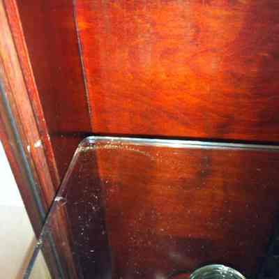 Condition: Possible frass on interior shelf below holes (2014-01-31)