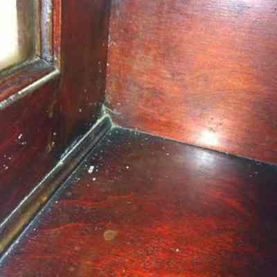 Condition: Possible frass in interior left corner below holes (2014-01-31)