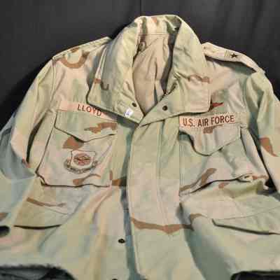 Beige, brown and light green desert camouflage cold weather field jacket