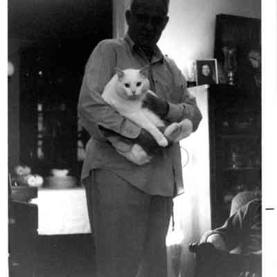 Paul William Milton and Candy (the cat)