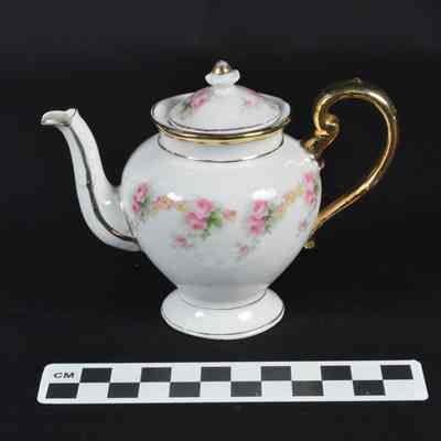 Pink flowered china teapot