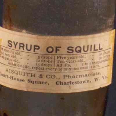 Pharmacy bottle with paper label "SYRUP OF SQUILL"