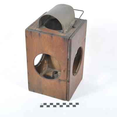 Wood and tin candle lantern