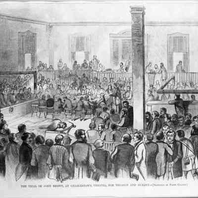 Porte Crayon illustration of court room at John Brown's trial